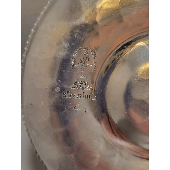 Vtg Set of 2 Continental Hand Wrought 7" Tray #641 Silverlook Hammered - Picture 9 of 9